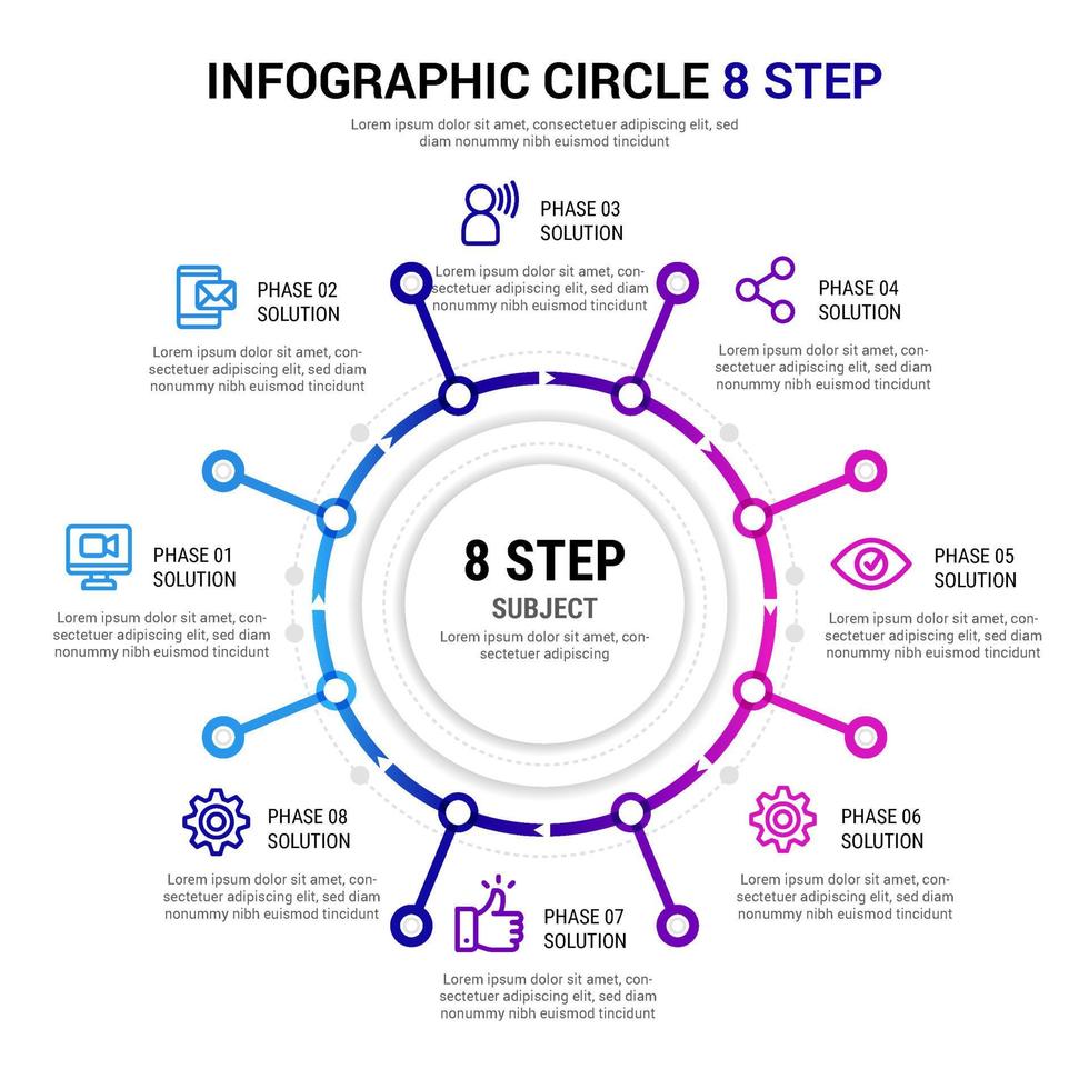 cerchio 8 passo Infografica vettore