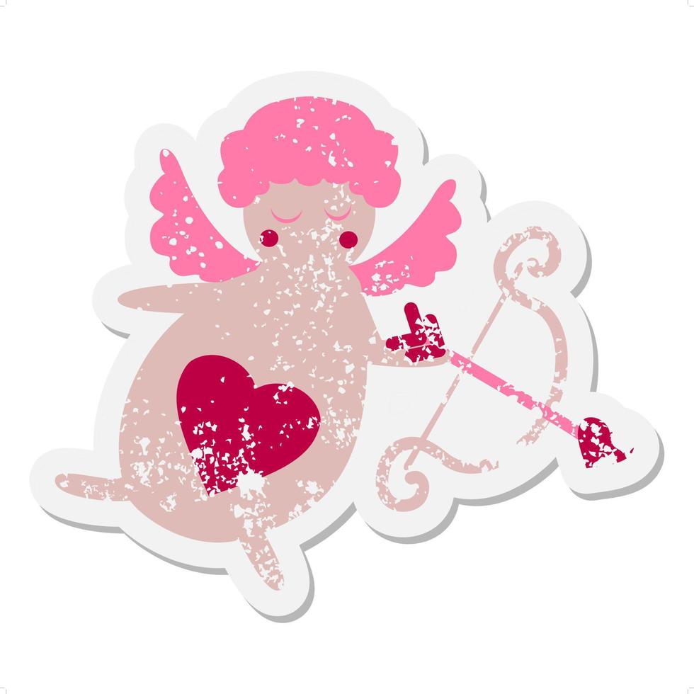 San Valentino cherubino Cupido grunge etichetta vettore