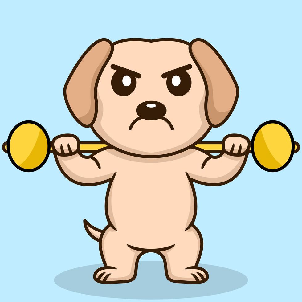 vettore illustrazione di premio carino cane fare sport sollevamento oro