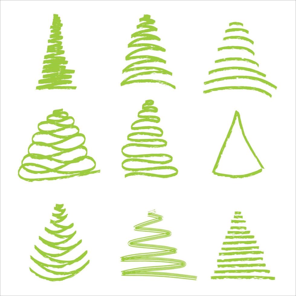 qualunque tipi mano disegnare albero vigilia Natale. impostato di albero vigilia vettore illustrazione