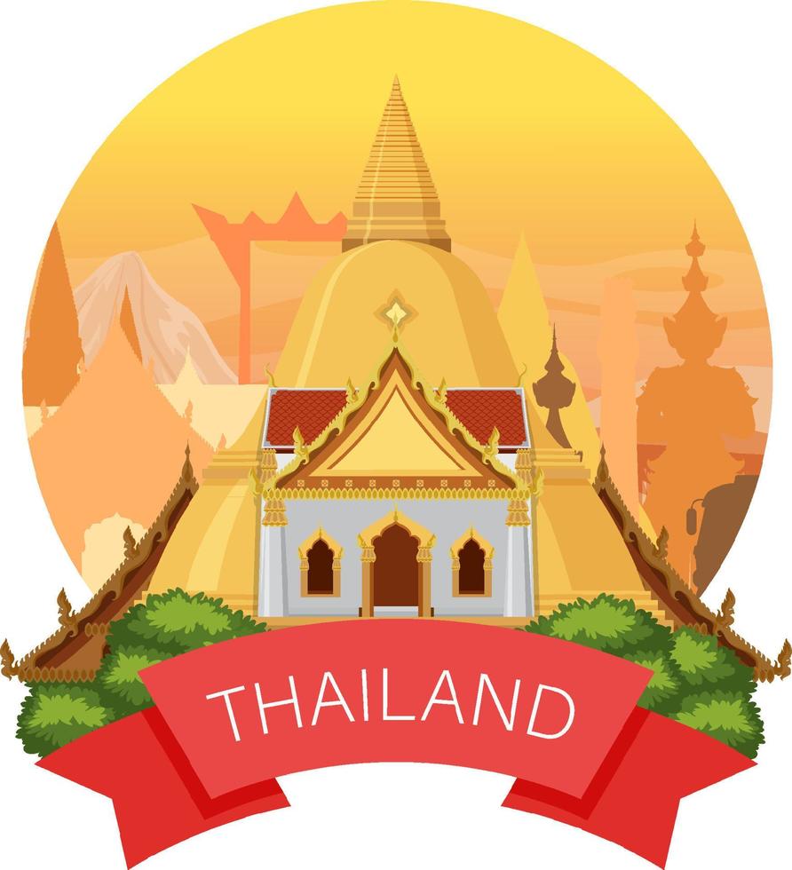 bandiera del logo del punto di riferimento di bangkok thailandia vettore