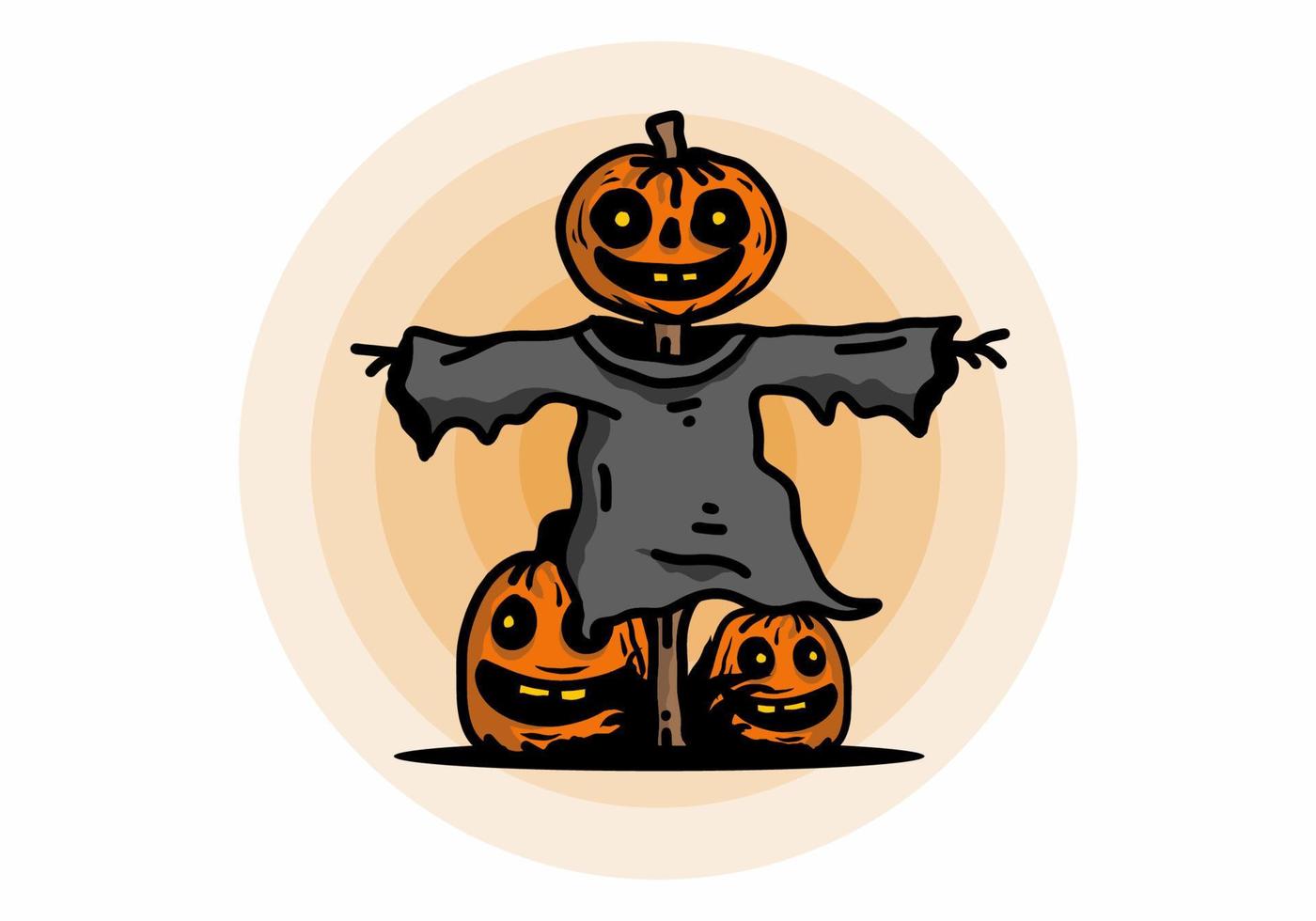 pauroso Halloween zucca illustrazione design vettore