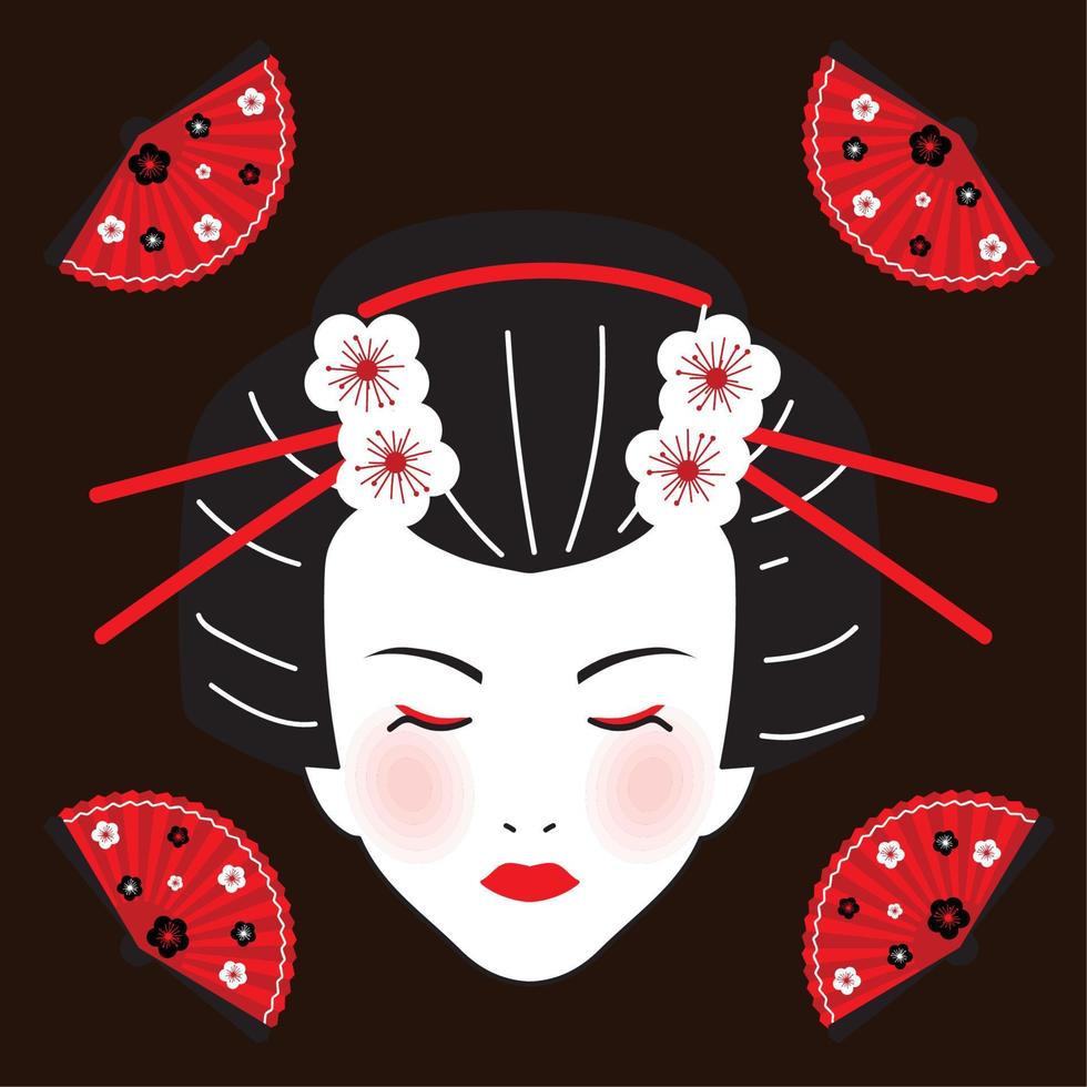 bellissimo viso geisha vettore