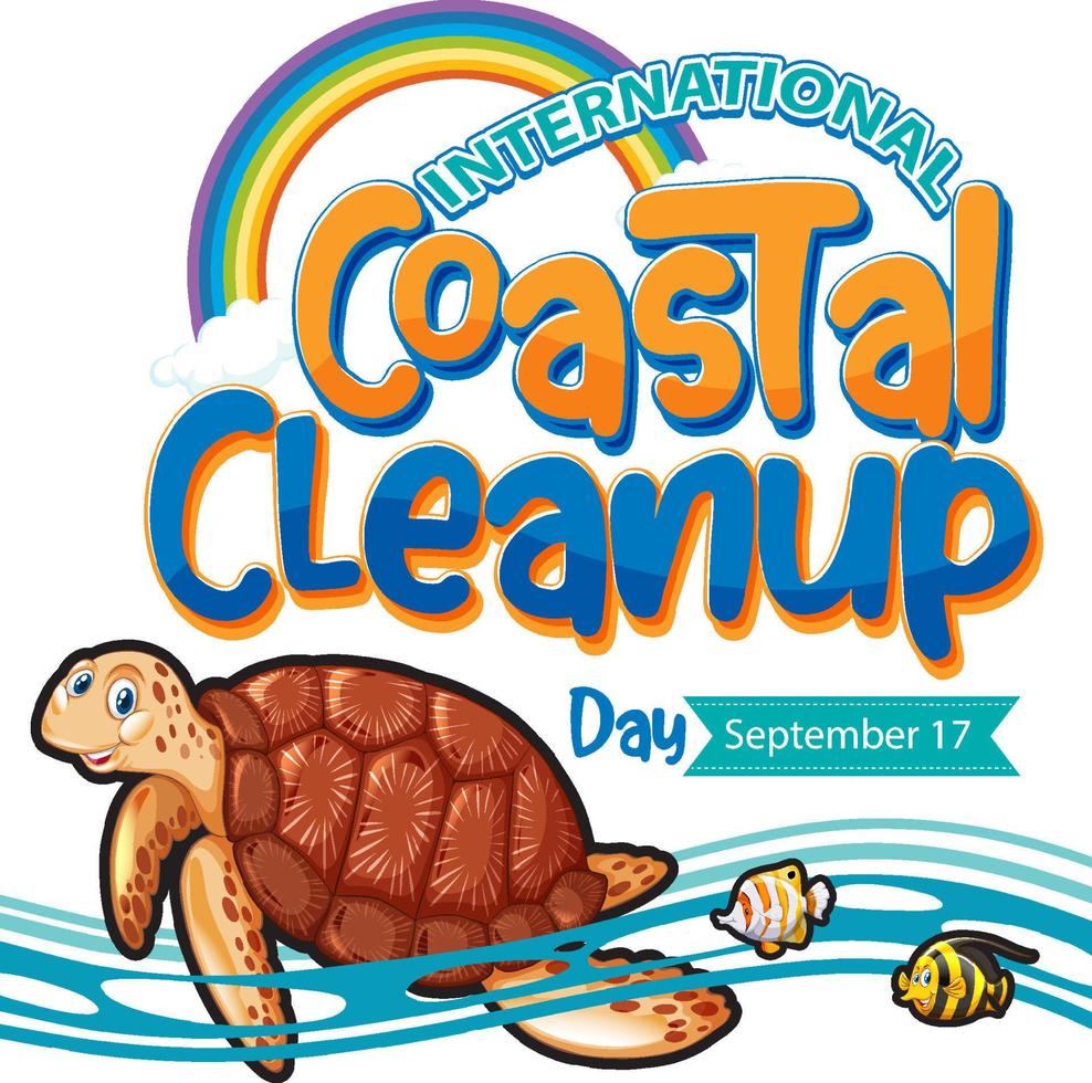 poster della giornata internazionale di pulizia costiera vettore