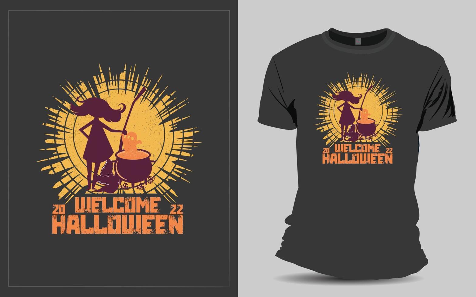 pauroso Halloween maglietta design v2 vettore