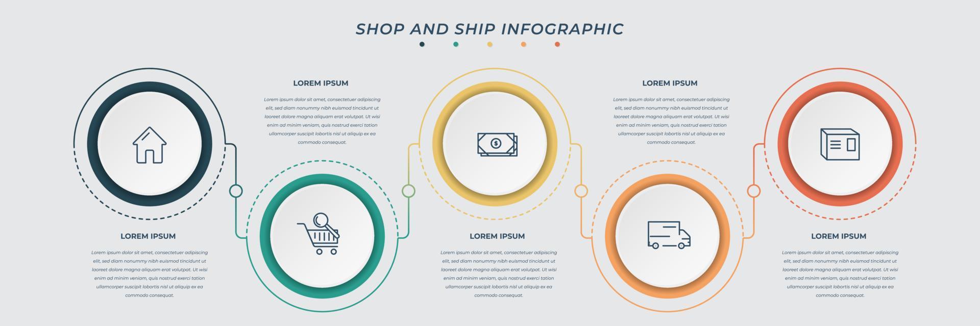 attività commerciale Infografica modello con icona e 5 opzione o passo per presentazione design vettore