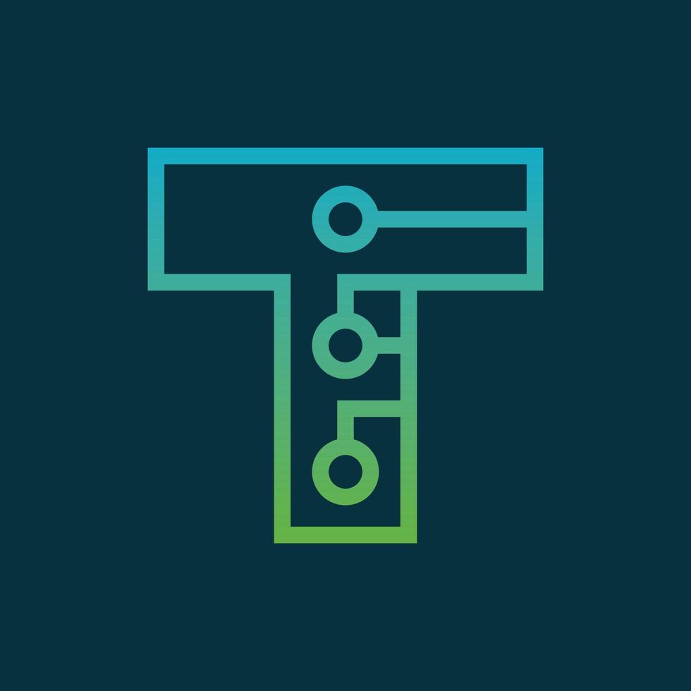 lettera t circuito tecnologia moderno logo vettore