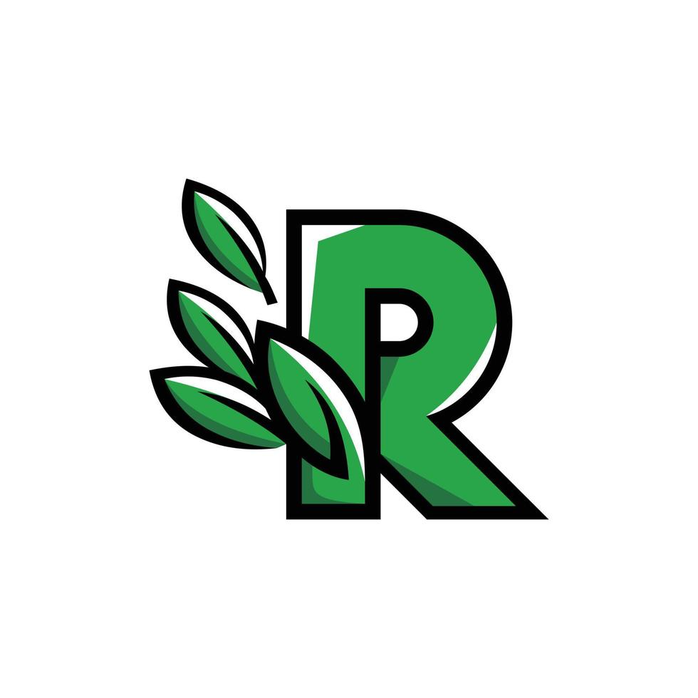 lettera r foglia natura ecologia logo vettore