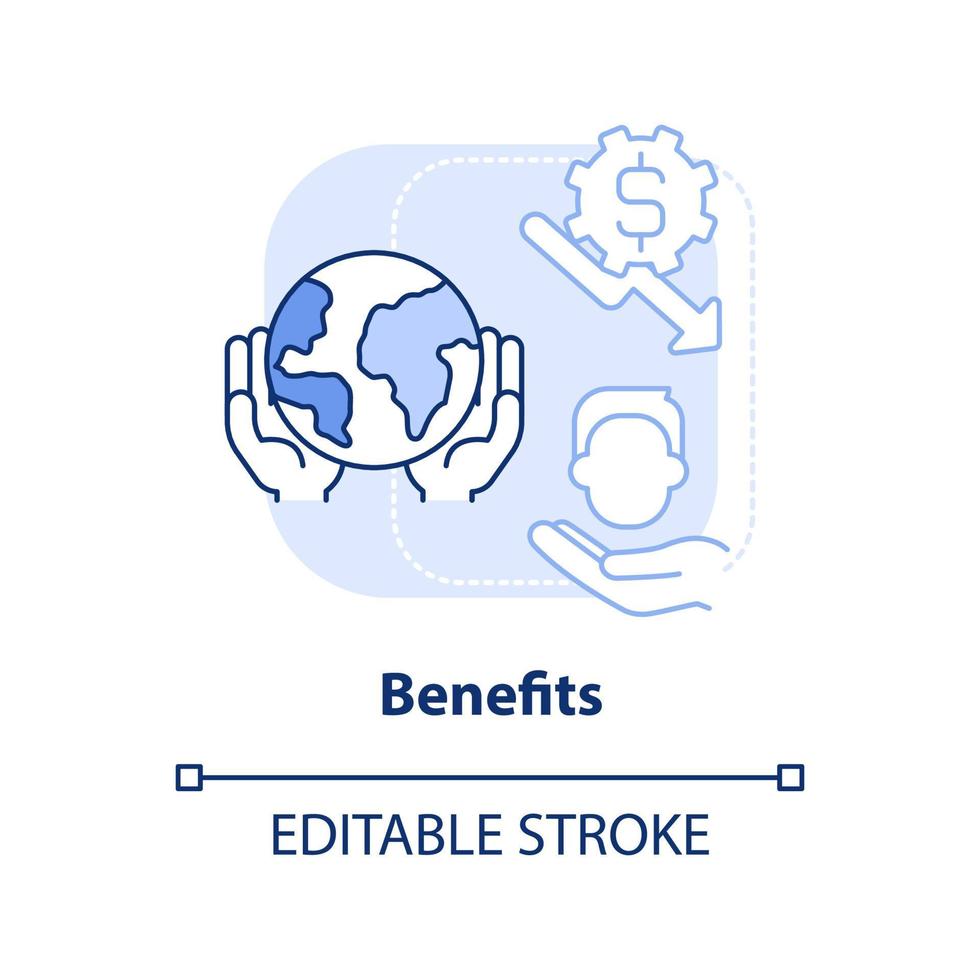 benefici blu leggero concetto icona. messa a fuoco su energia strategia astratto idea magro linea illustrazione. miglioramento efficienza. isolato schema disegno. modificabile ictus. vettore