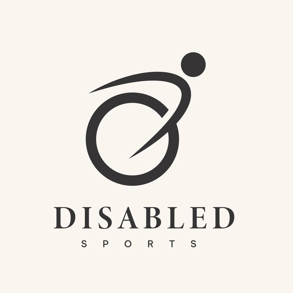 ispirazione sedia a rotelle logo design per persone con disabilità veloce gli sport simbolo. semplice moderno design logo illustrazione. vettore