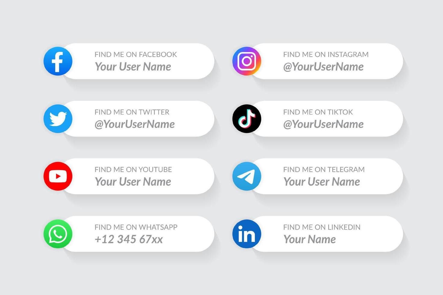 modello di raccolta di icone del terzo inferiore dei social media moderni vettore