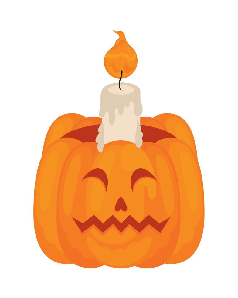 zucca di halloween con candela vettore