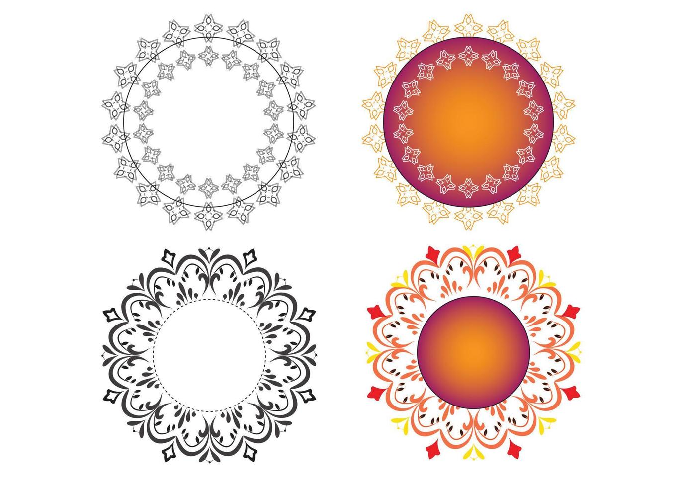 mandala ornamento impostato su bianca isolato sfondo vettore