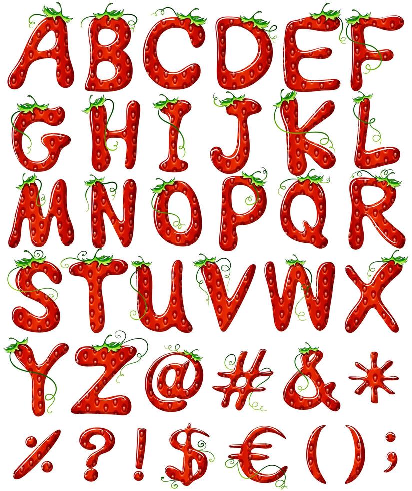lettere alfabeti di fragole vettore