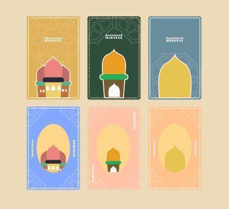 set di design di cartoline d'auguri di ramadhan vettore