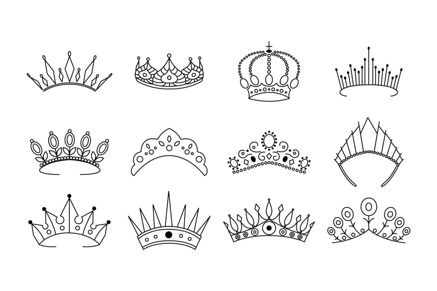 moderno magro linea icone impostato di corona. semplice pittogrammi per ragnatela siti e mobile app. vettore linea icone di corone isolato su un' bianca sfondo