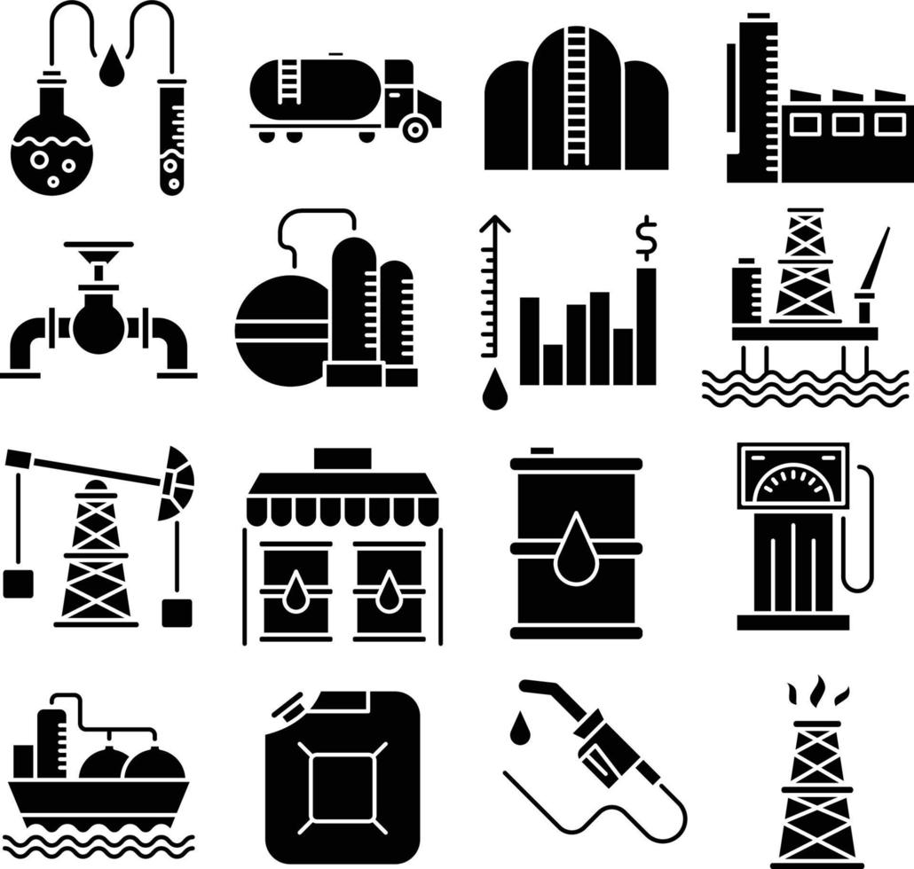 set di icone dell'industria petrolifera vettore