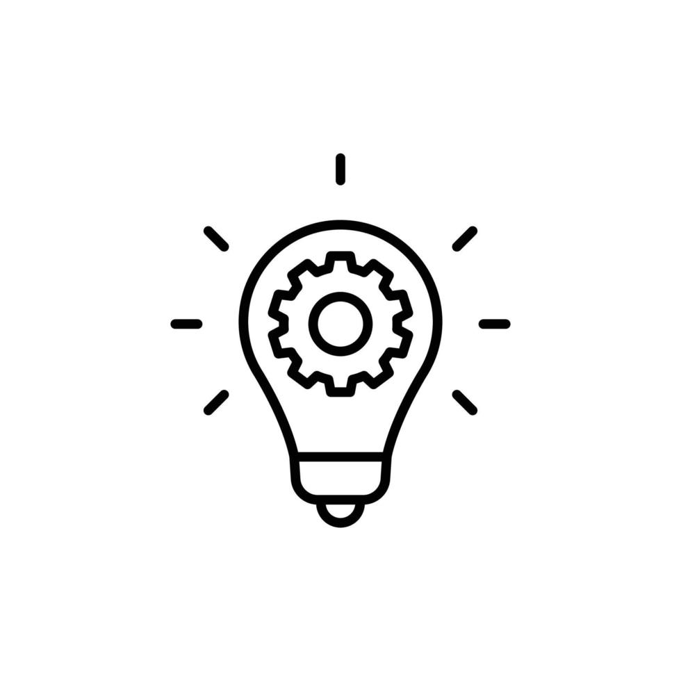 innovazione icona. semplice schema stile. leggero lampadina e ingranaggio dentro, Ingranaggio, idea, soluzione concetto. magro linea vettore illustrazione isolato su bianca sfondo. eps 10.