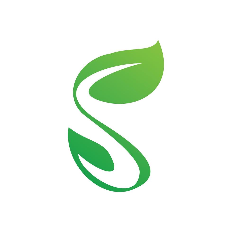 iniziale lettera S natura foglia logo design vettore