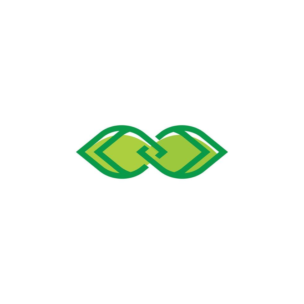 infinito verde foglia logo design vettore