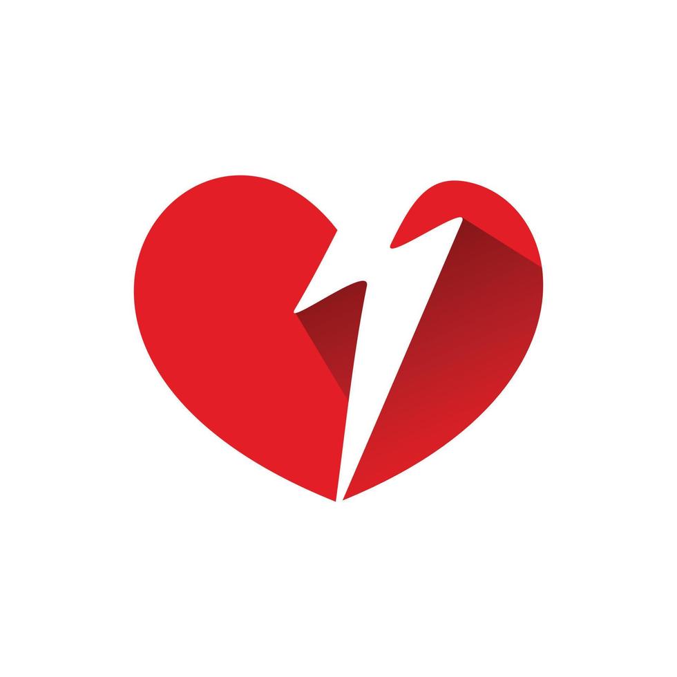 rosso amore fulmine logo design vettore