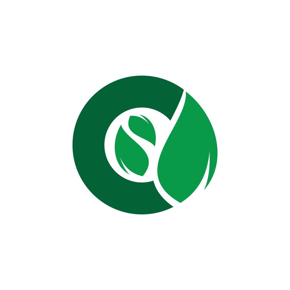 verde cerchio natura foglia logo design vettore