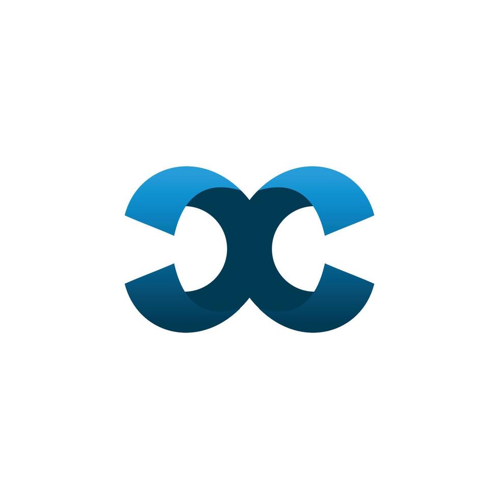 blu colore Doppio c lettera logo design vettore