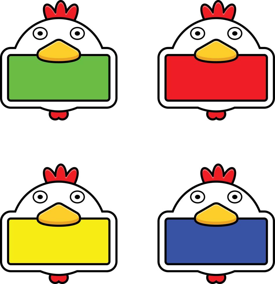 carino pollo animale tavola colore fascio impostato vettore illustrazione design
