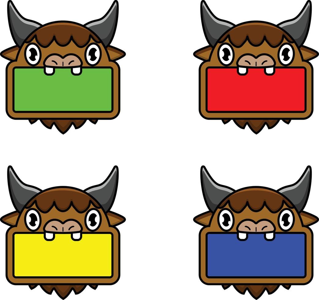 carino bufalo animale tavola colore fascio impostato vettore illustrazione design