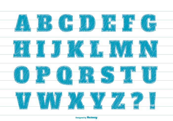 Set di alfabeto stile marcatore blu vettore