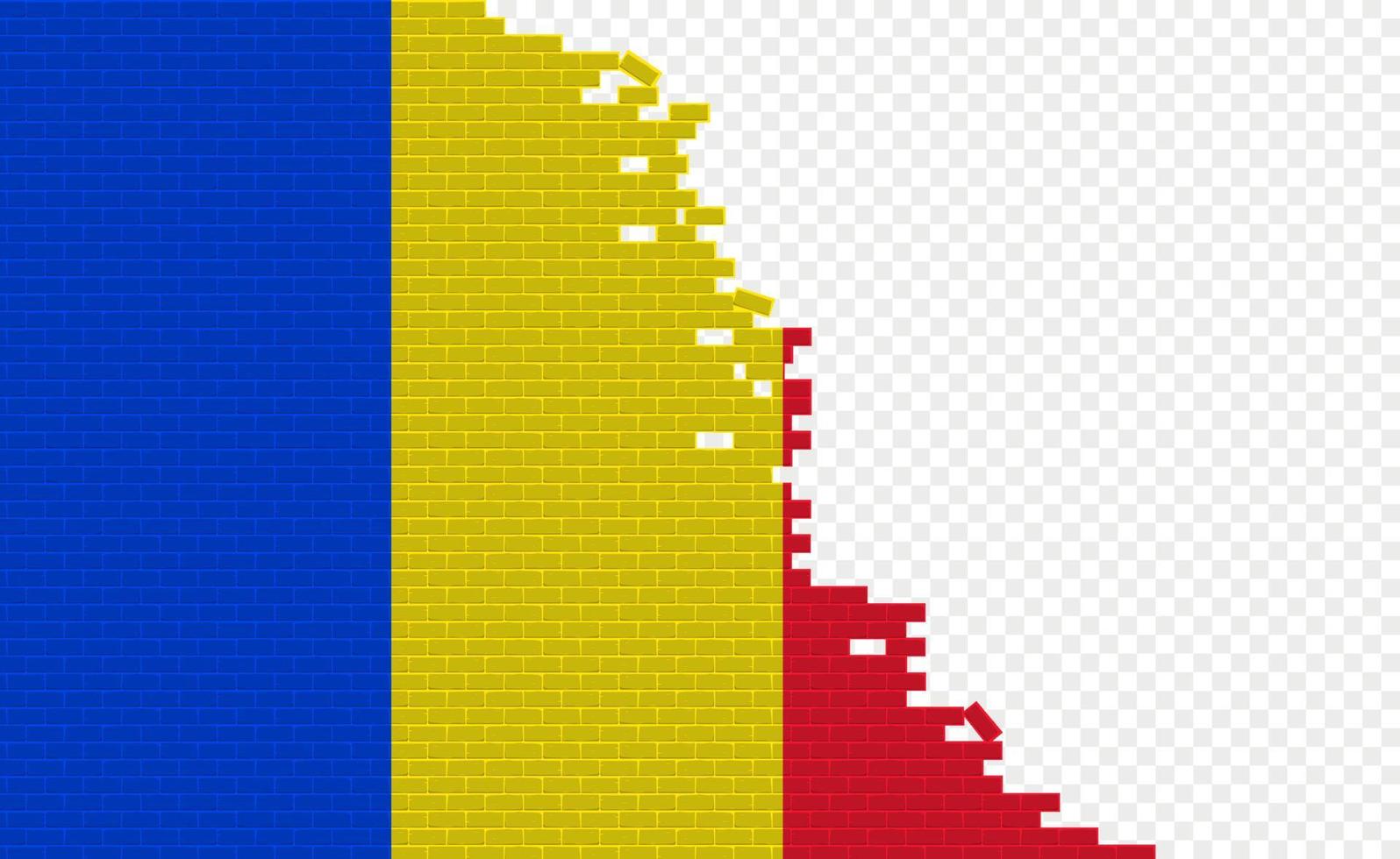 Romania bandiera su rotto mattone parete. vuoto bandiera campo di un altro nazione. nazione confronto. facile la modifica e vettore nel gruppi.