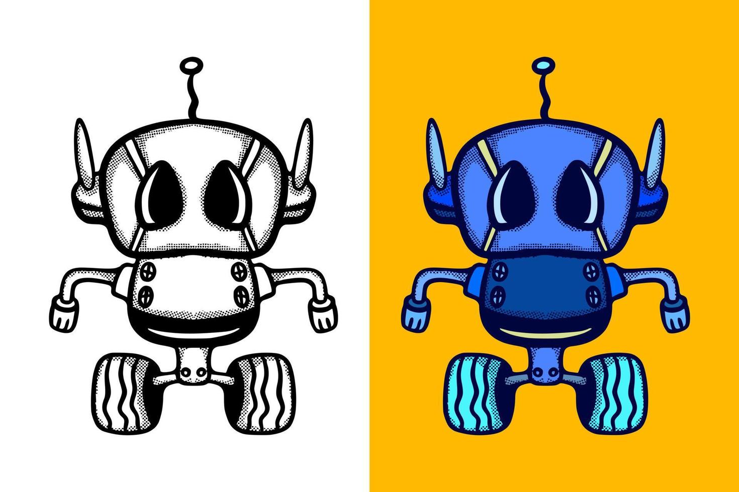 robot mano disegnato cartone animato Vintage ▾ stile vettore