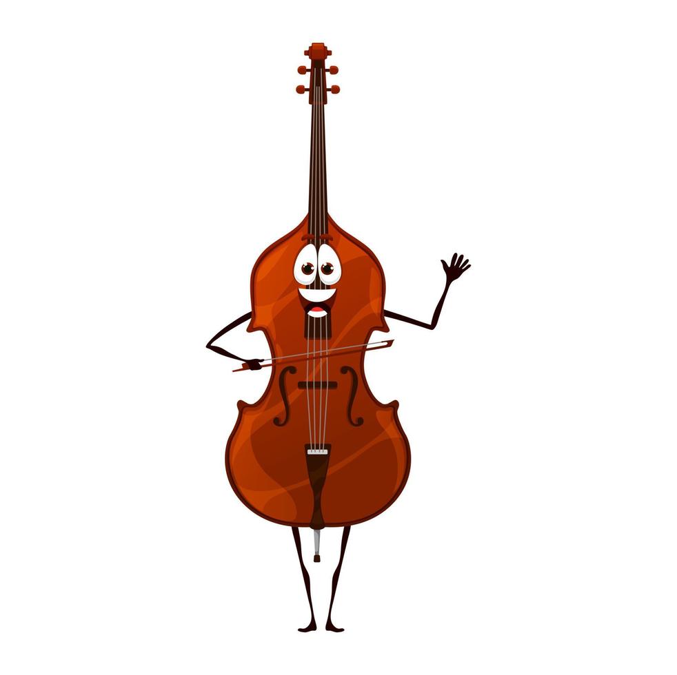 cartone animato violoncello o violoncello strumento personaggio vettore