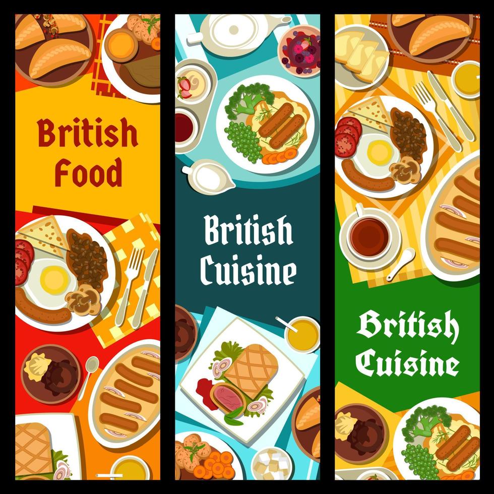 Britannico cucina ristorante cibo vettore banner