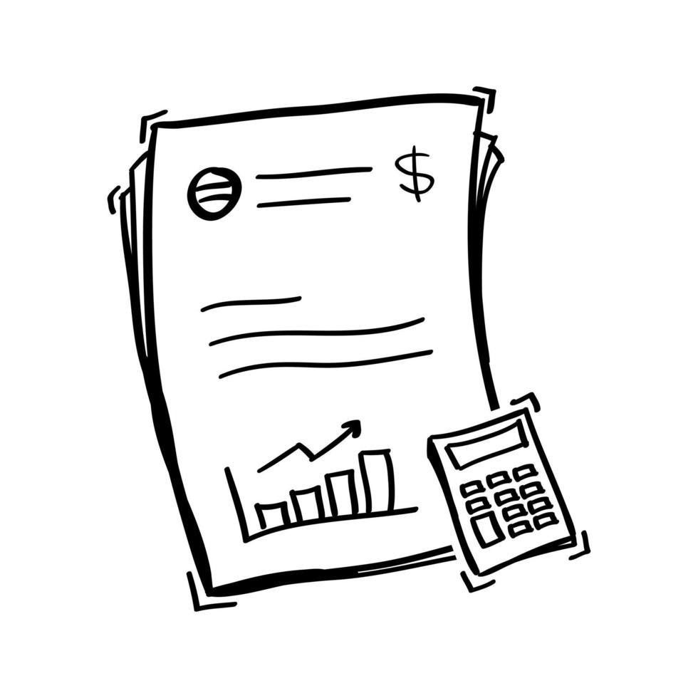 mano disegnato finanziario analitica documento icona nel scarabocchio stile vettore