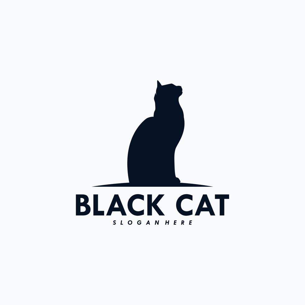 nero gatto logo design vettore