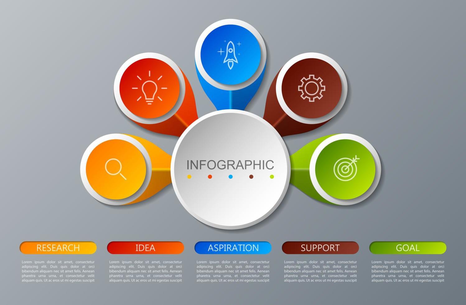 Infografica modello con il Immagine di 5 rettangoli vettore