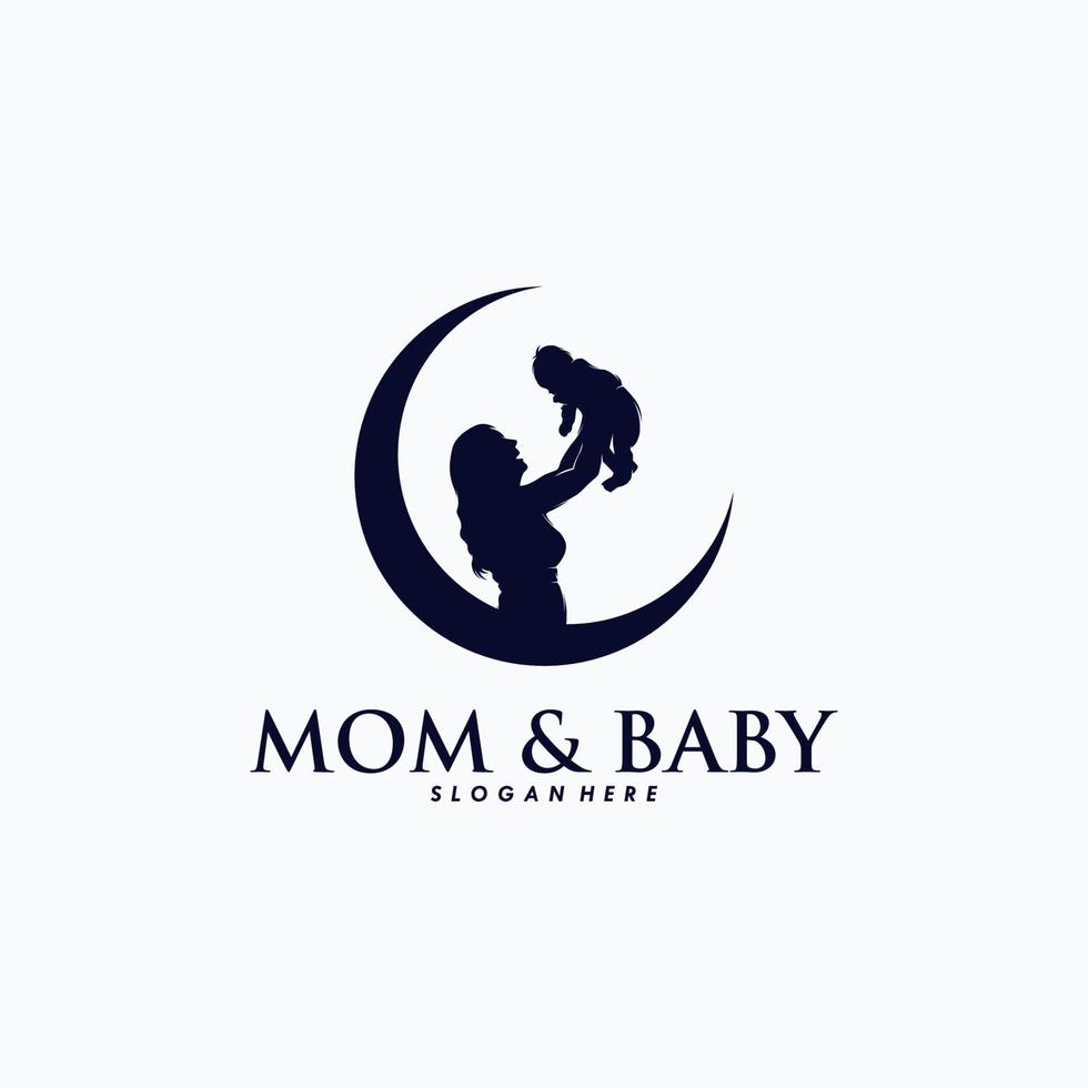 madre Tenere un' poco bambino logo design vettore