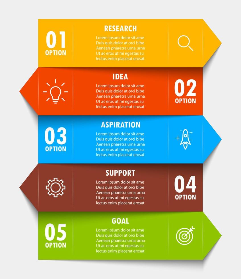 Infografica modello con il Immagine di 5 rettangoli vettore