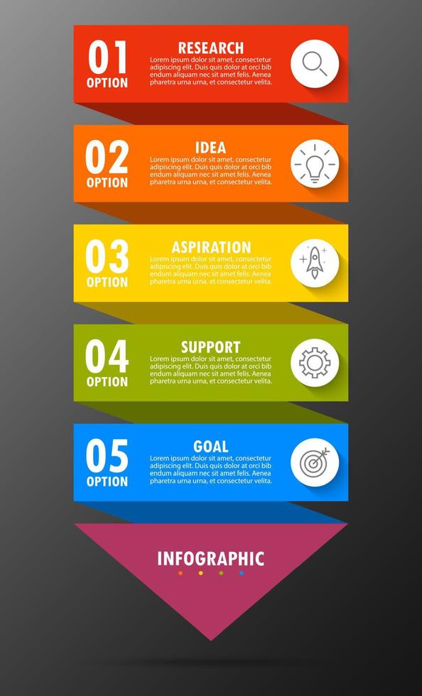 Infografica modello con il Immagine di 5 rettangoli vettore