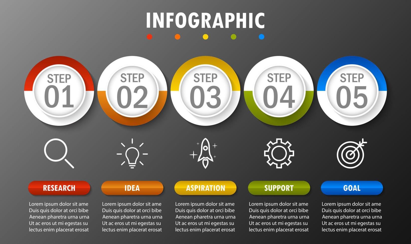 Infografica modello con il Immagine di 5 rettangoli vettore