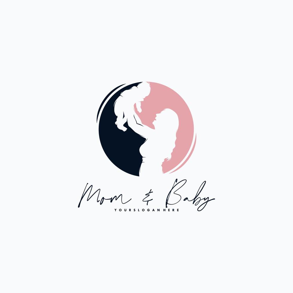 mamma e bambino logo design vettore
