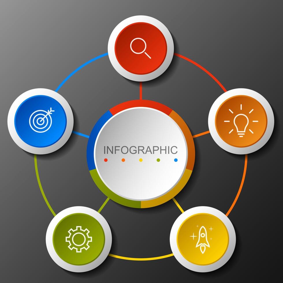 Infografica modello con il Immagine di 5 rettangoli vettore