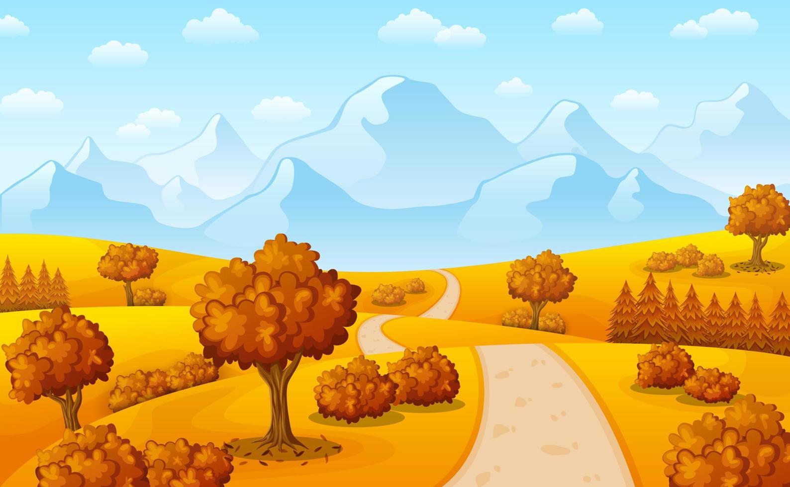 vettore illustrazione di autunno paesaggio con montagne e alberi