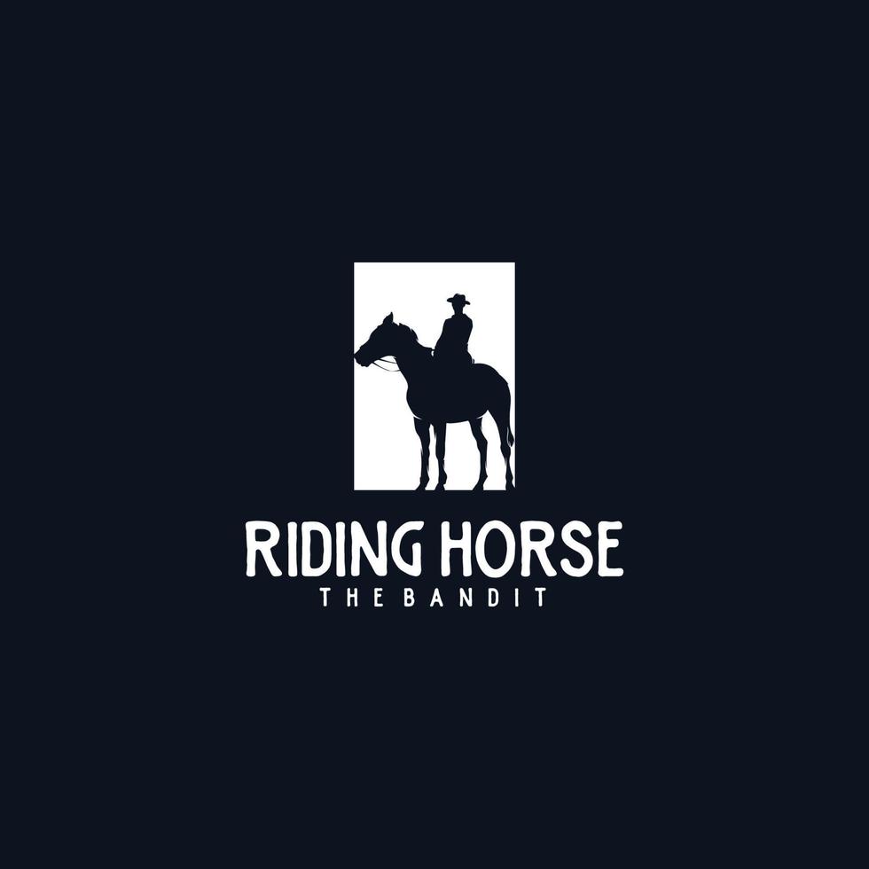 cowboy cavallo ciclista silhouette Vintage ▾ emblema vettore