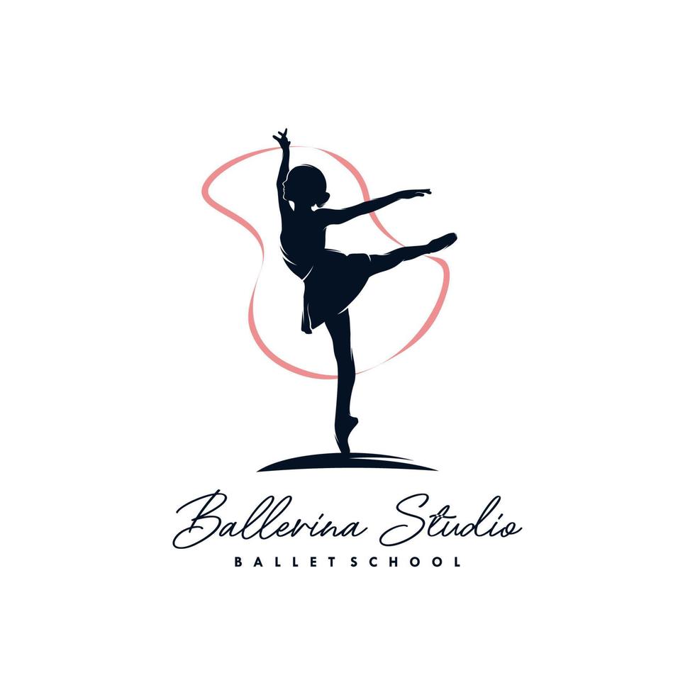 ballerina con nastro logo design modello vettore