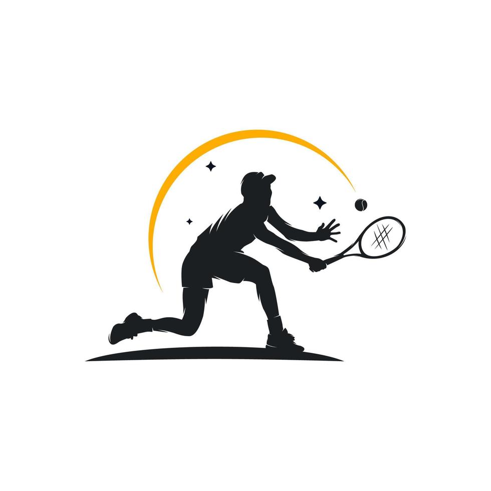 tennis giocatore stilizzato vettore silhouette logo