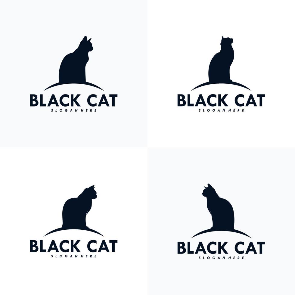 impostato di nero gatto logo design vettore