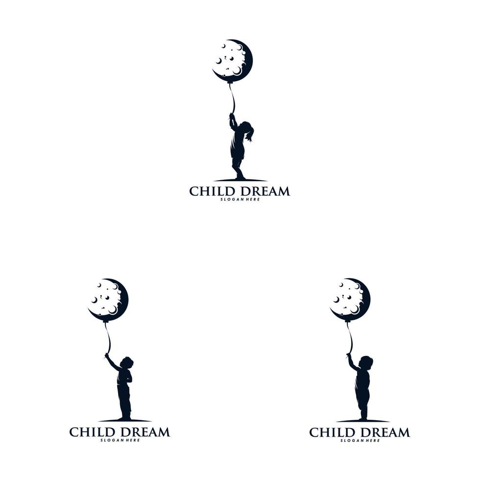 bambini Tenere palloncini logo design vettore