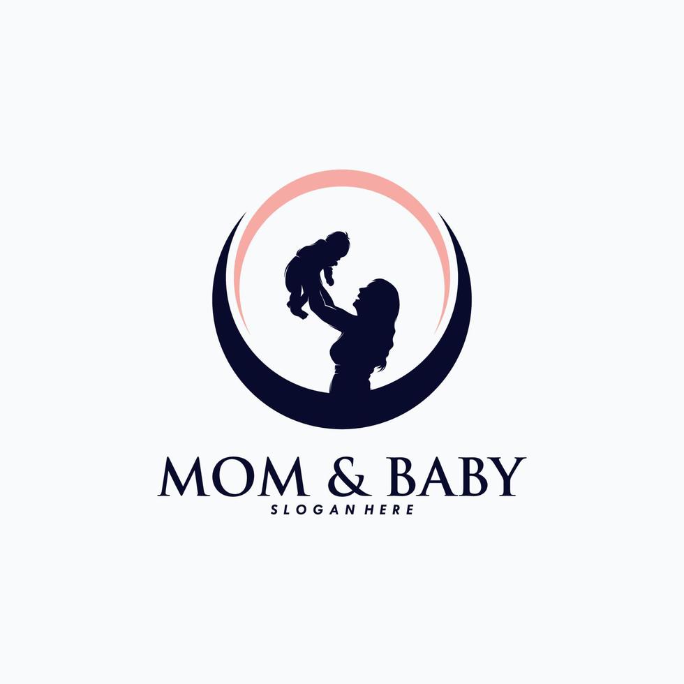 madre Tenere un' poco bambino logo design vettore